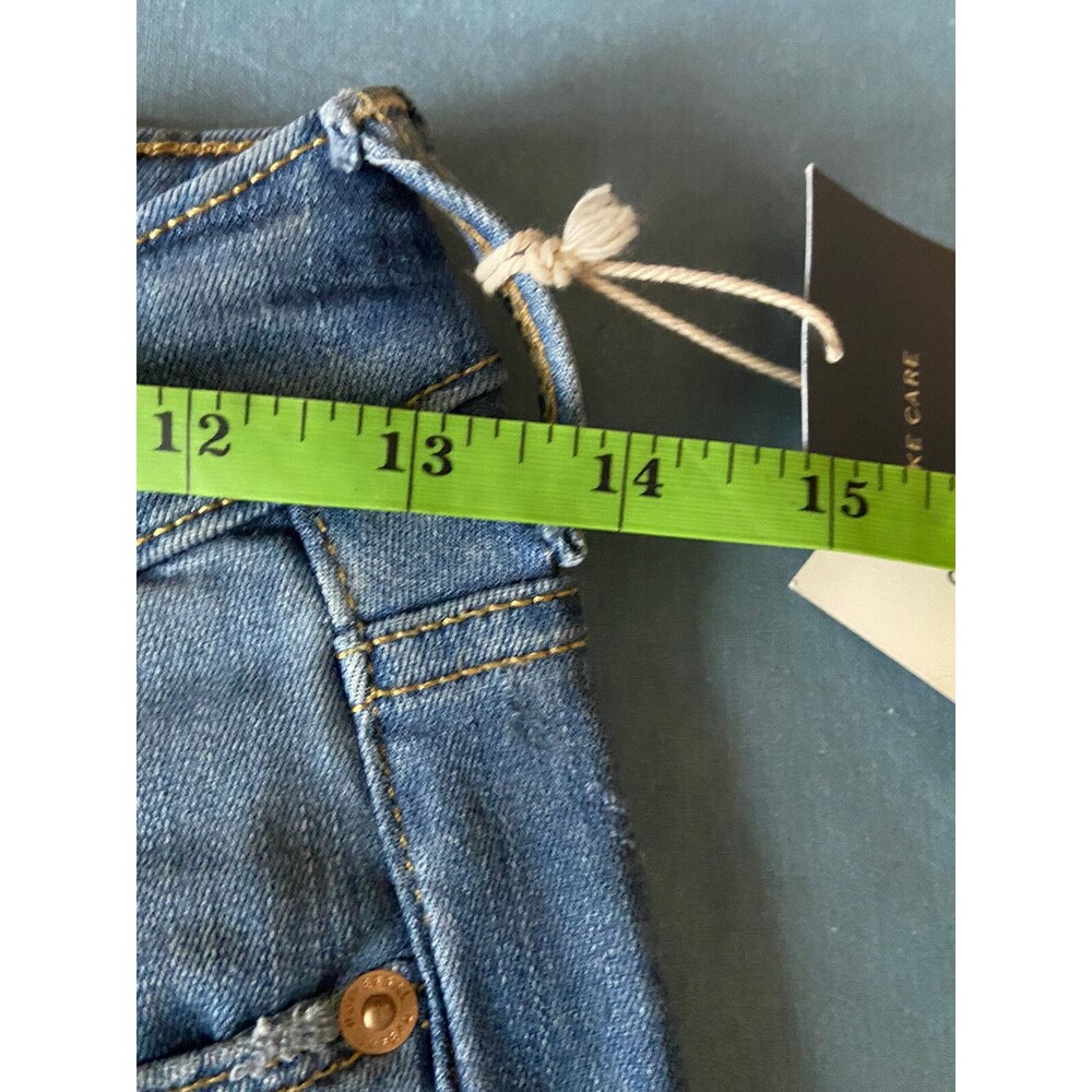 Womens Mid Rise Skinny Jeans Size 00 Blue‎ Distressed Raw Hem Sculpting Stretch - Picture 12 of 15